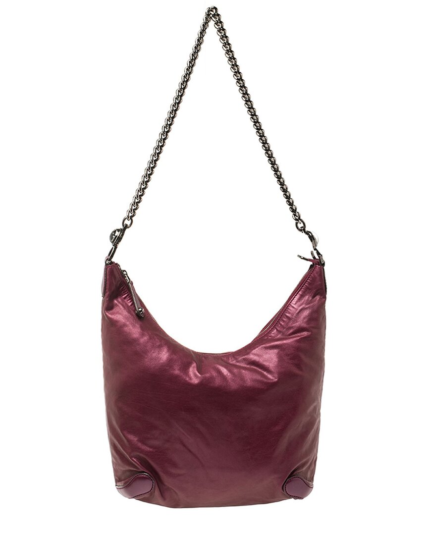 Gucci Metallic Purple Leather Galaxy Slouchy Hobo Bag (authentic ) In Burgundy