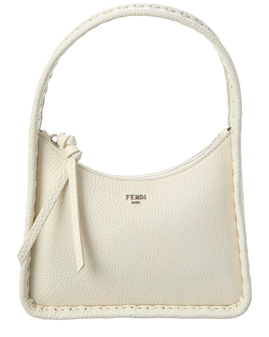 Shop Fendi Fendessence Mini Leather Hobo Bag In White