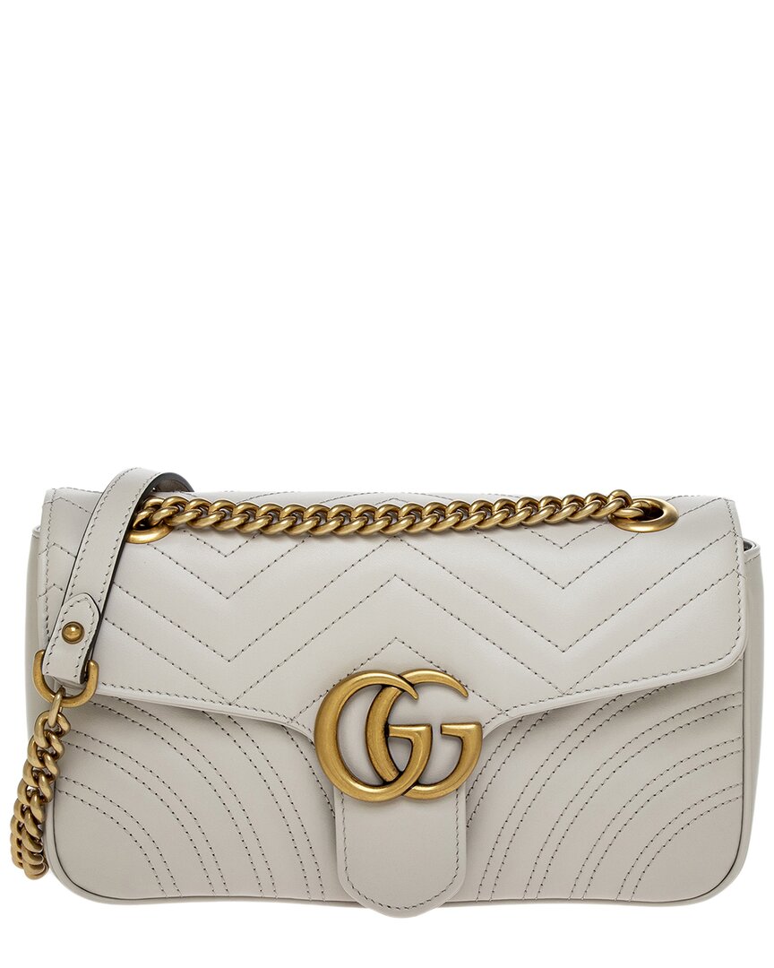 Shop Gucci Gg Marmont Small Leather Shoulder Bag In Grey
