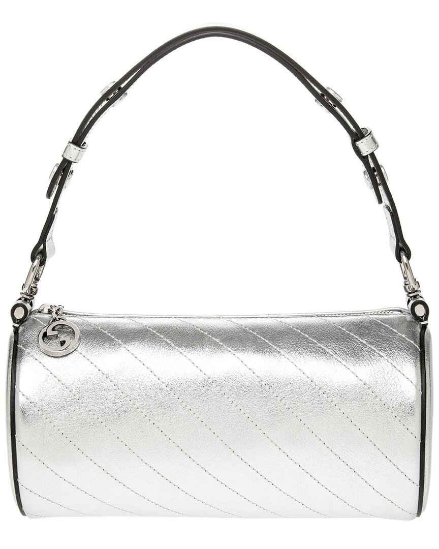 Gucci Mini Leather Blondie Shoulder Bag In Silver