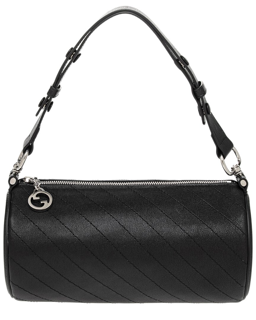 Shop Gucci Blondie Small Leather Shoulder Bag In Black