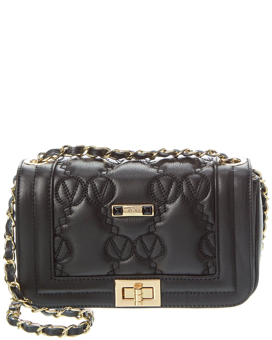 Shop Valentino By Mario Valentino Beatriz Monogram Leather Shoulder Bag In Black