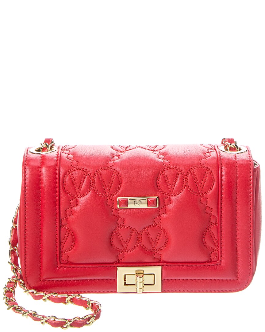 Shop Valentino By Mario Valentino Beatriz Monogram Leather Shoulder Bag In Red