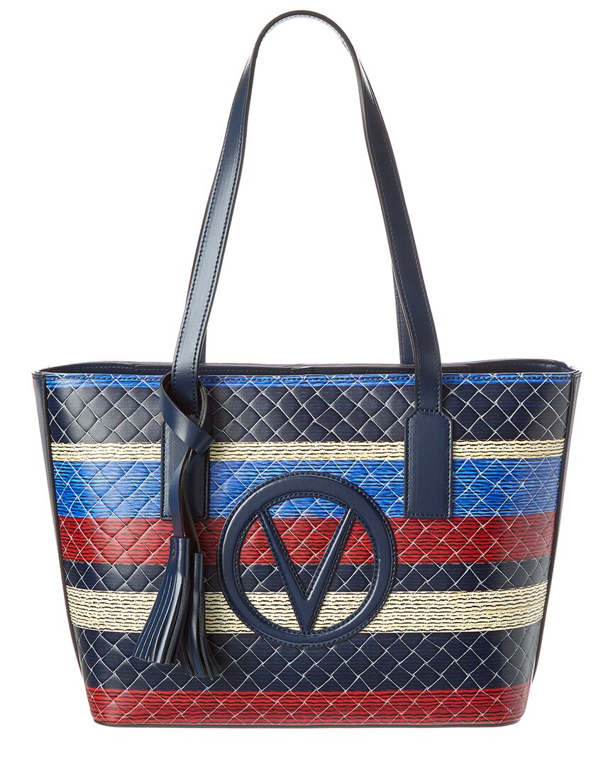 Shop Valentino By Mario Valentino Prince Tresse Leather Tote In Blue