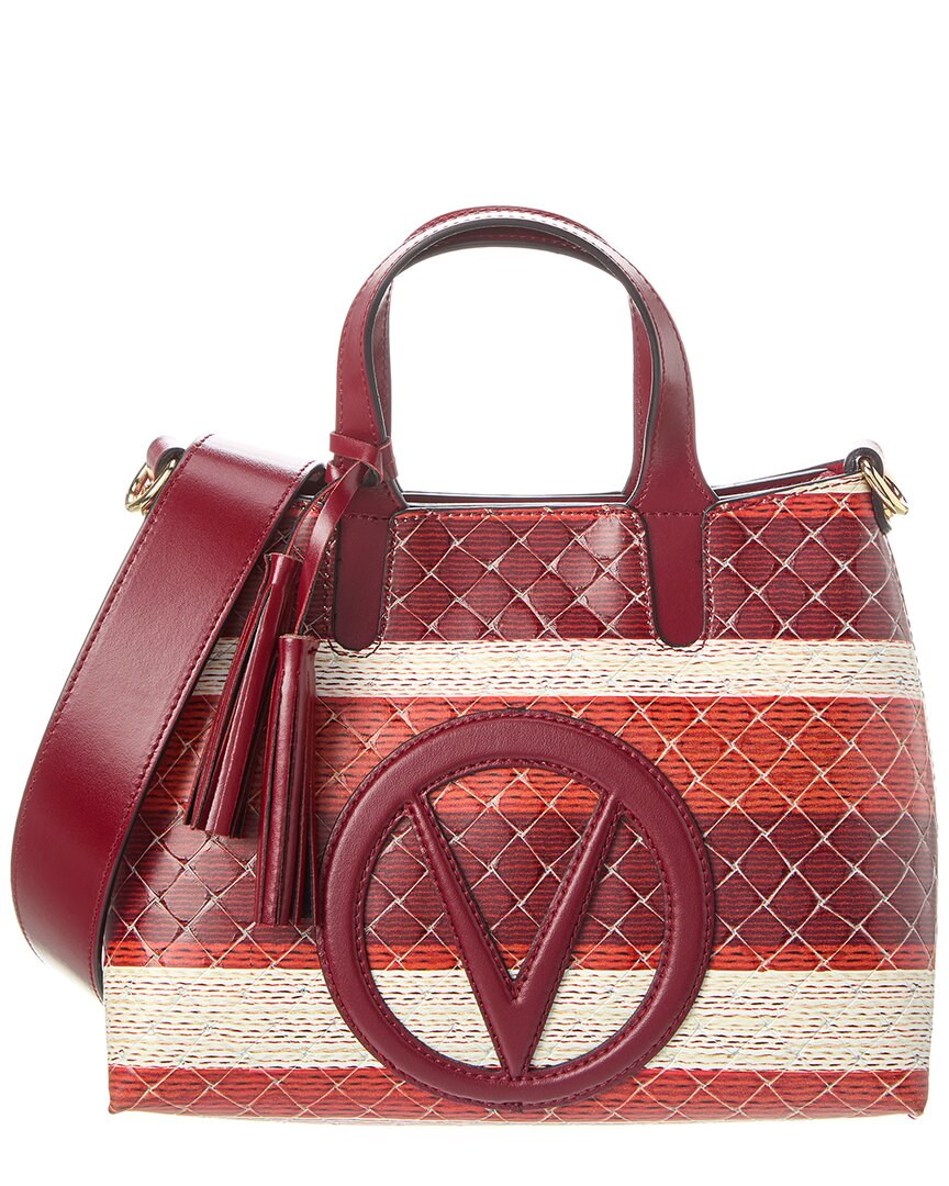 Valentino By Mario Valentino Rosette Tresse Leather Tote In Red