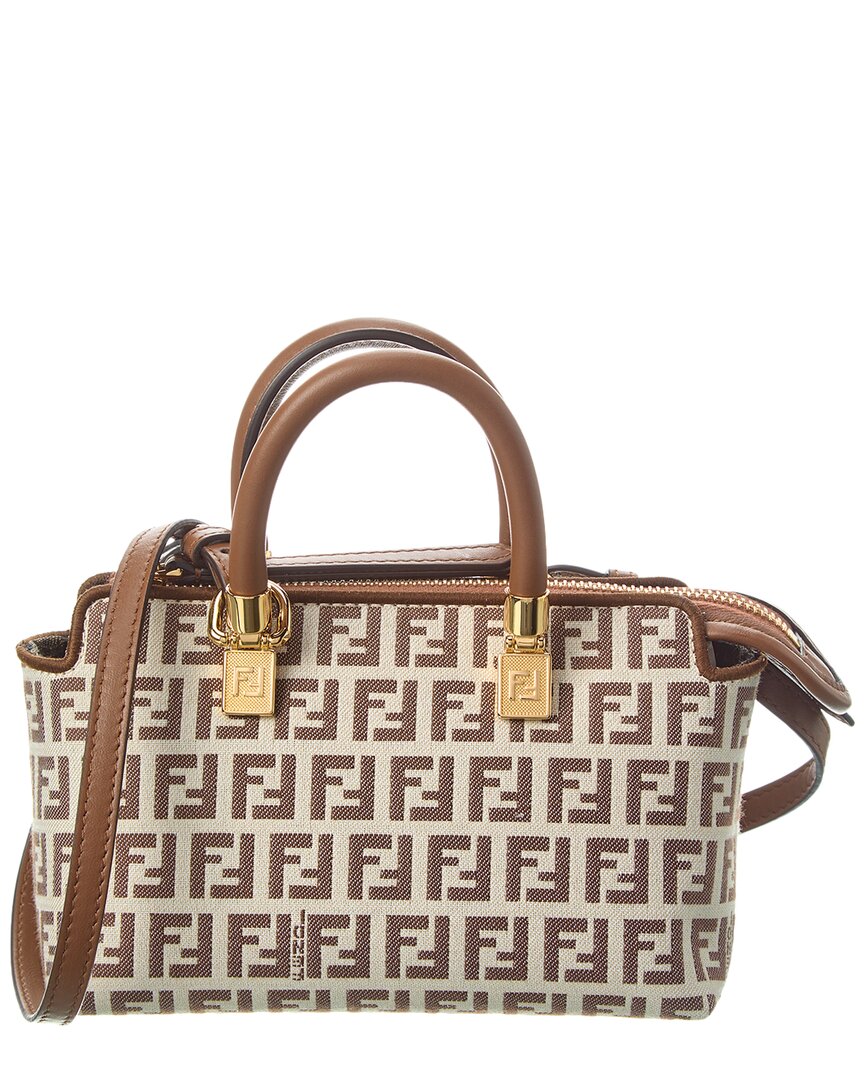 Shop Fendi By The Way Mini Ff & Leather Shoulder Bag In Brown