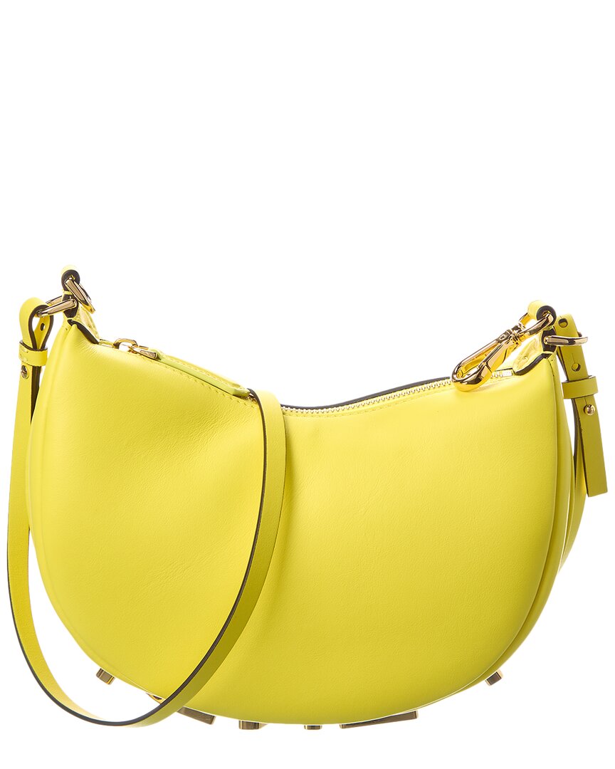 Shop Fendi Graphy Mini Leather Hobo Bag In Yellow