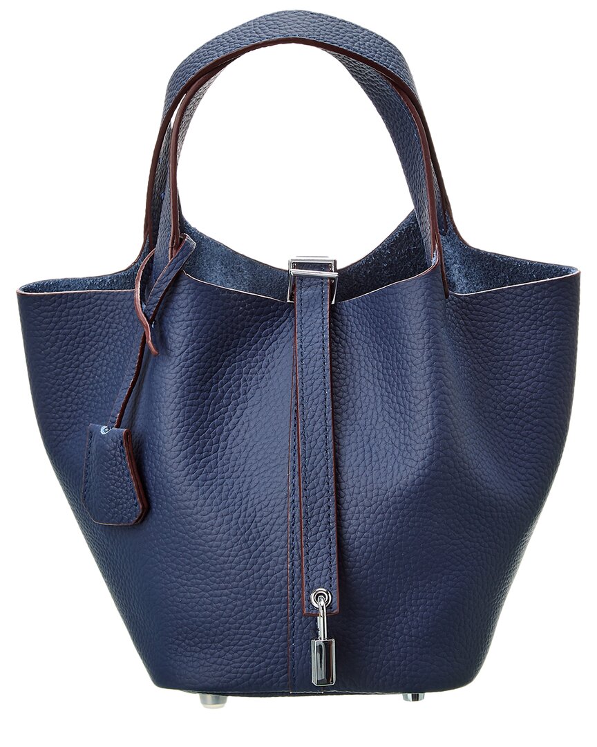 Tiffany & Fred Paris Full-grain Leather Top Handle Satchel In Blue