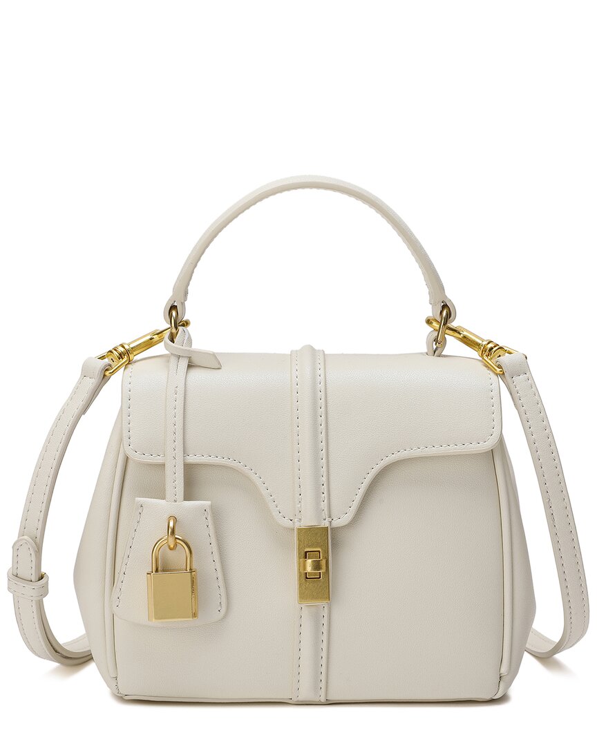 Tiffany & Fred Paris Smooth Leather Top Handle Crossbody In White