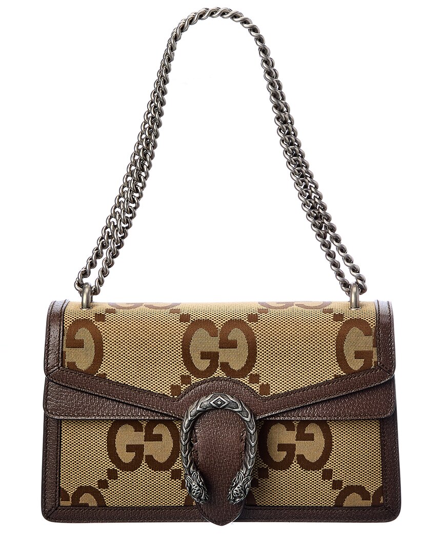 GUCCI GUCCI DIONYSUS SMALL JUMBO GG CANVAS & LEATHER SHOULDER BAG