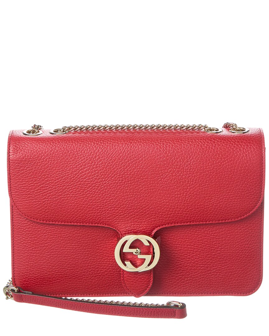Shop Gucci Interlocking G Leather Shoulder Bag In Red