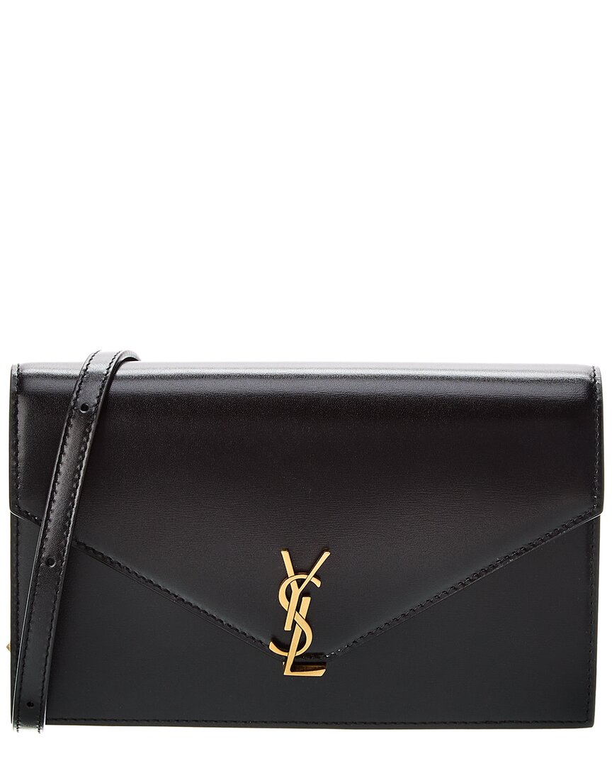 Saint Laurent Envelope Mini Leather Shoulder Bag In Black