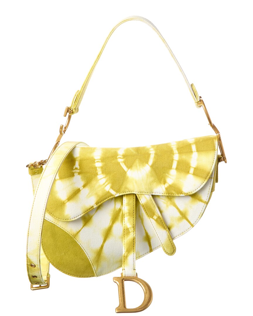 Dior Medium Canvas Saddle Bag In Green