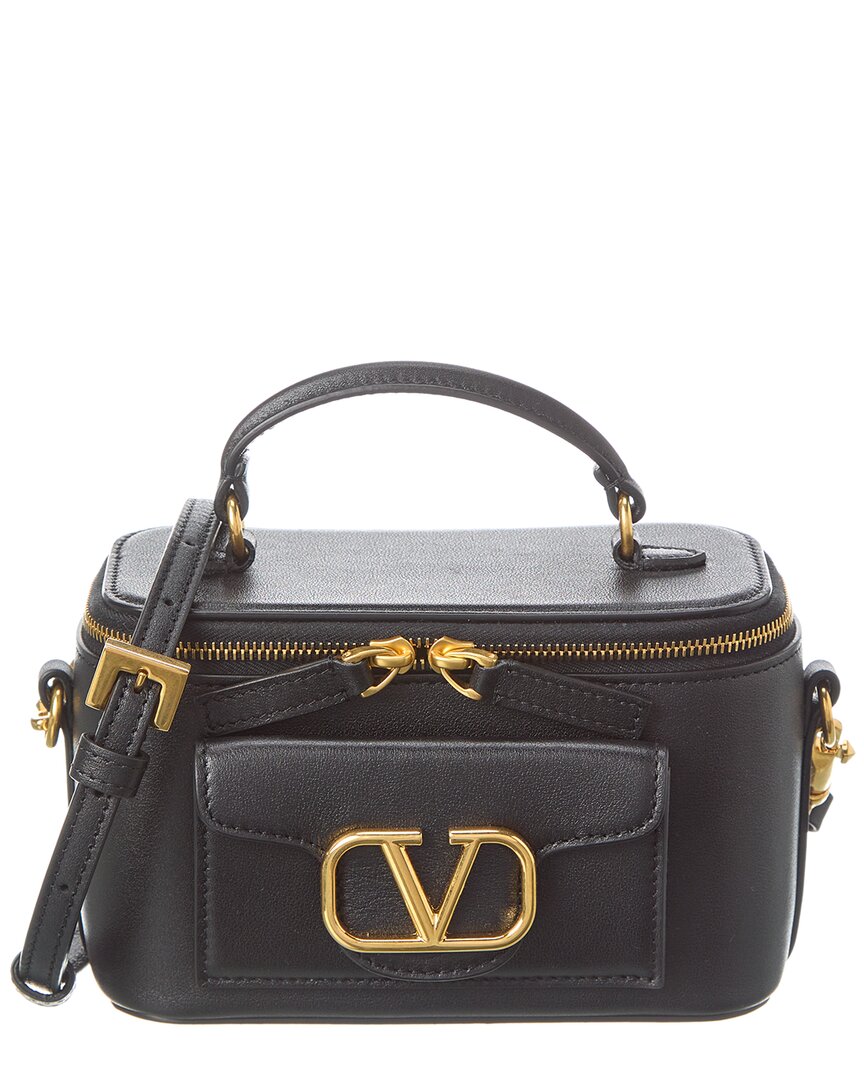 Valentino Garavani Valentino Vlogo Leather Shoulder Bag In Neutral