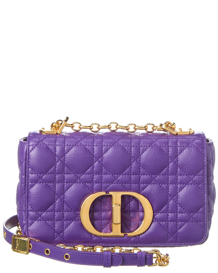 Dior Caro Leather Shoulder Bag In Purple