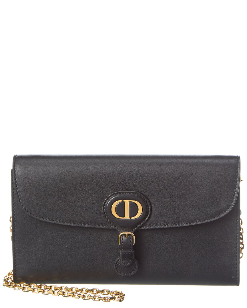 Dior Bobby Leather Pouch On Chain In Black
