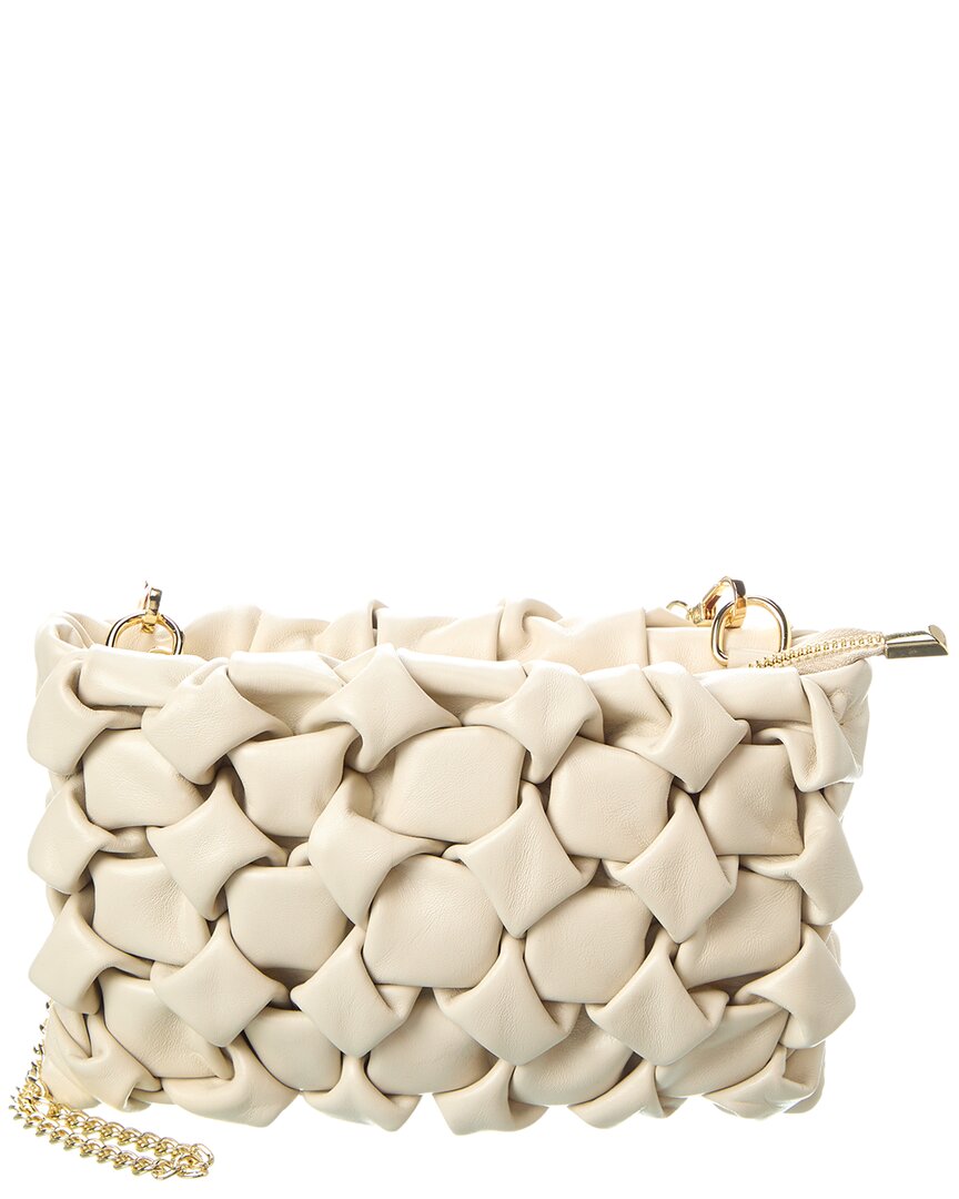 Persaman New York Lucille Leather Clutch In Beige