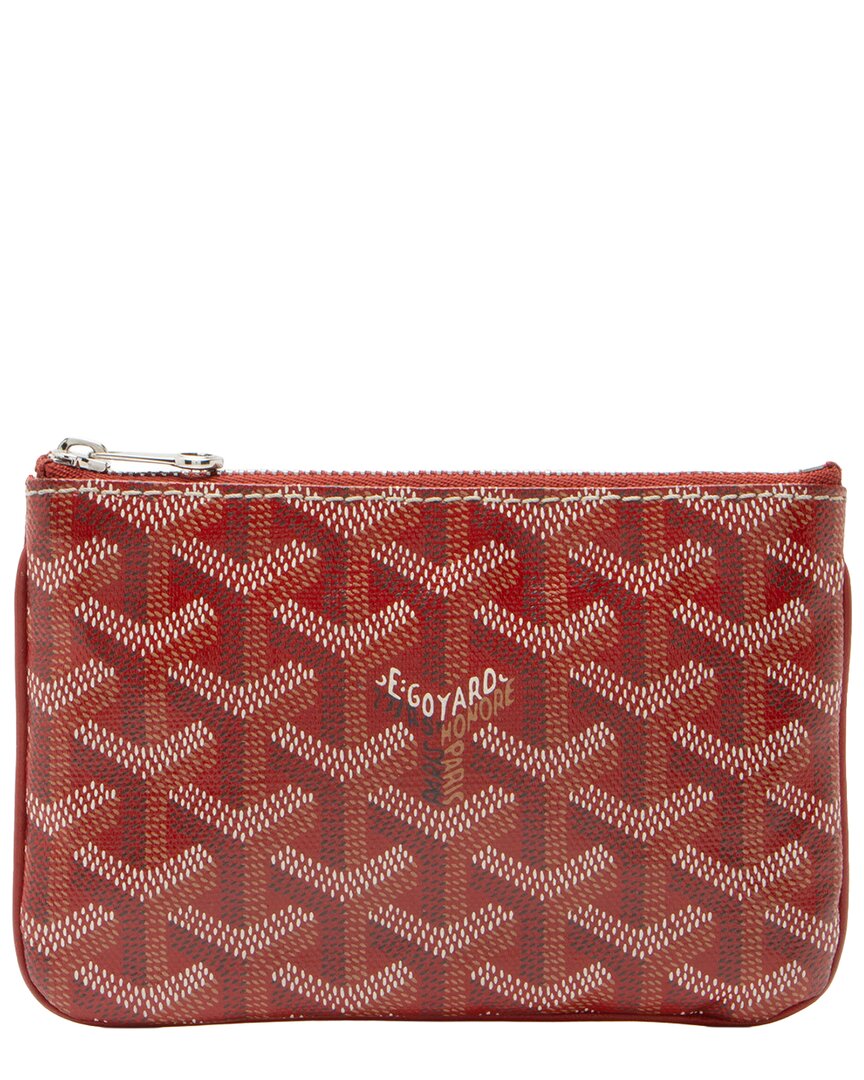 Pre-owned Goyard Red Coated Canvas Senat Mini Pouch (authentic Pre-loved)