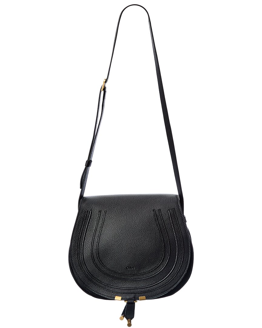 Chloé Marcie Medium Crossbody Bag In Grained Leather In Black