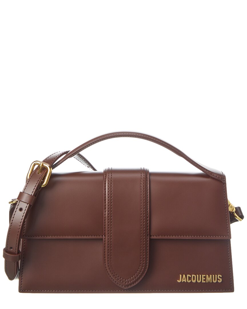 Shop Jacquemus Le Grand Bambino Leather Shoulder Bag In Brown