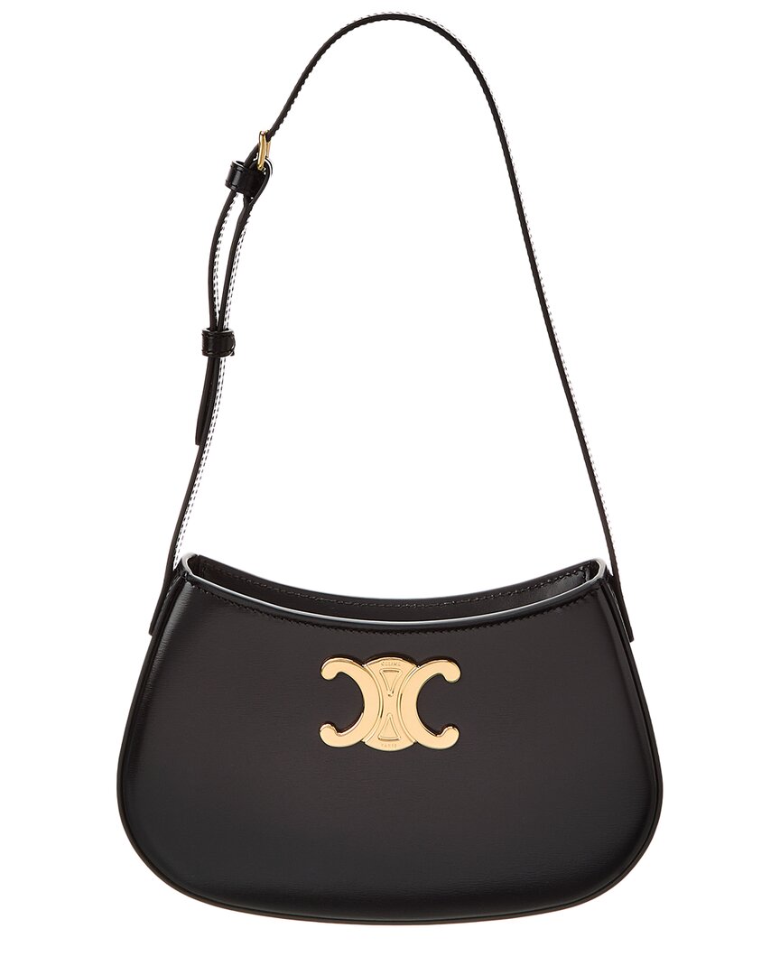 Celine Tilly Medium Leather Shoulder Bag In Black
