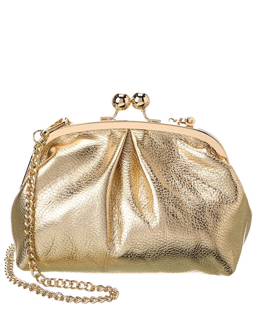 Persaman New York #1075 Leather Clutch In Gold