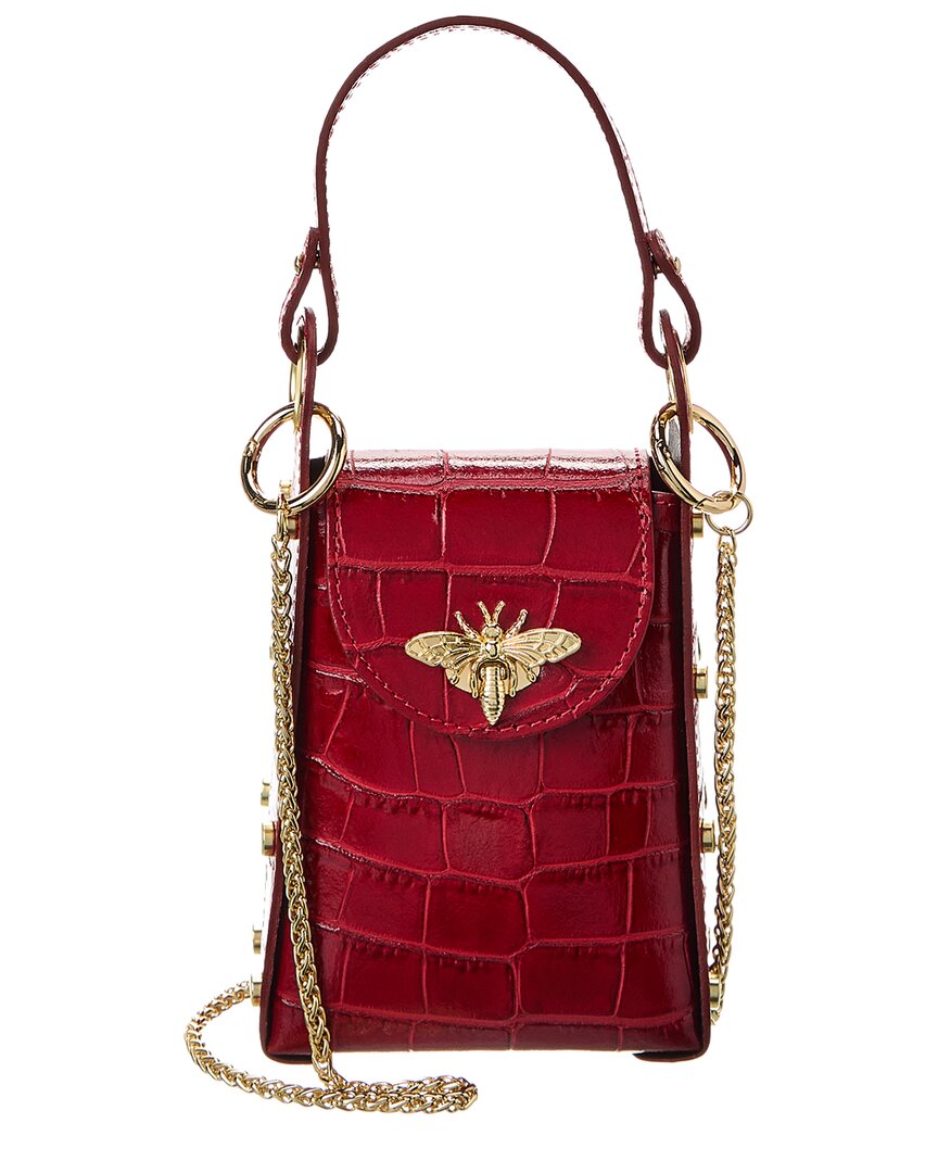 Persaman New York Anette Mini Leather Crossbody In Red