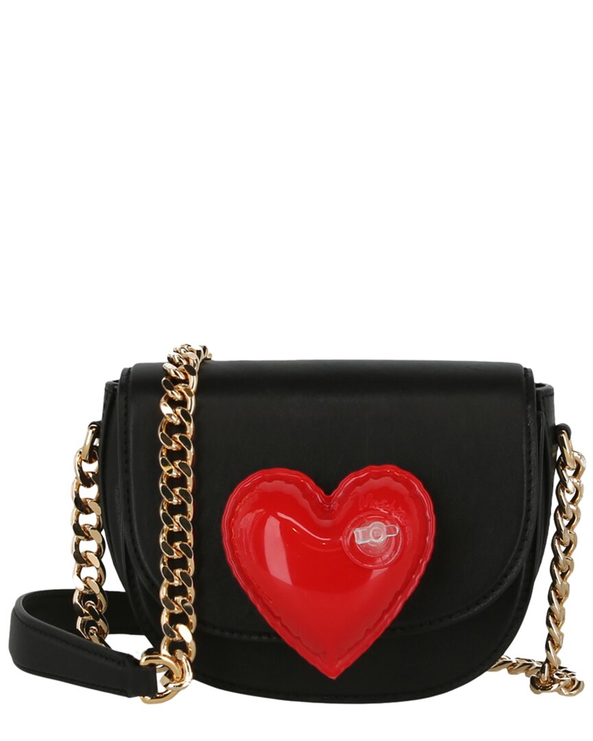 Shop Moschino Inflatable Heart Leather Shoulder Bag In Black