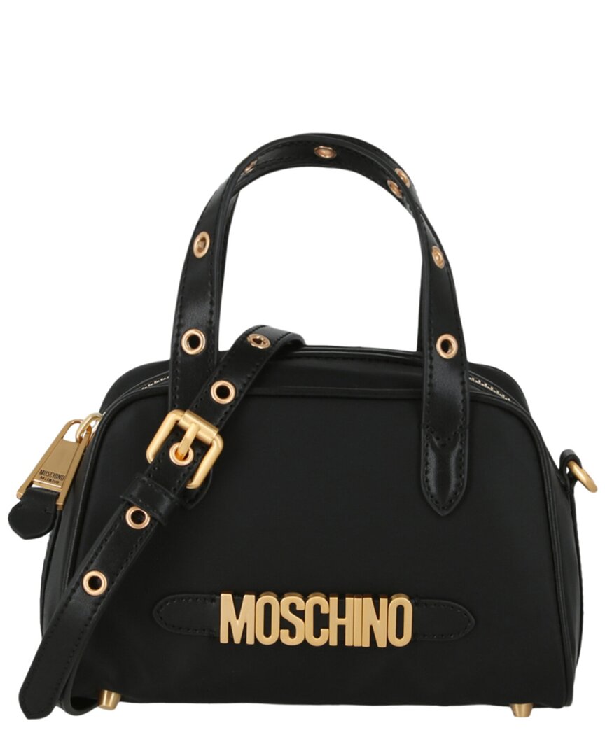 Moschino Logo Lettering Nylon Shoulder Bag In Black