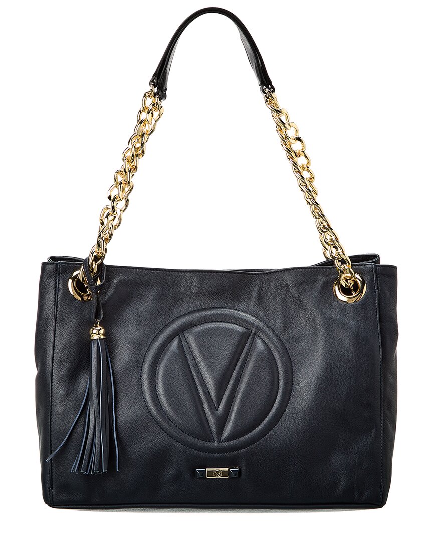 Shop Valentino By Mario Valentino Verra Signature Leather Shoulder Bag In Blue