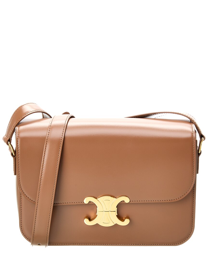 Celine Triomphe Medium Leather Shoulder Bag In Brown