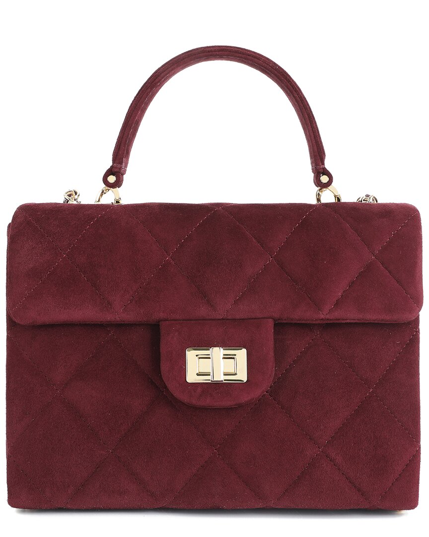 Tiffany & Fred Paris Quilted Suede Satchel In Red