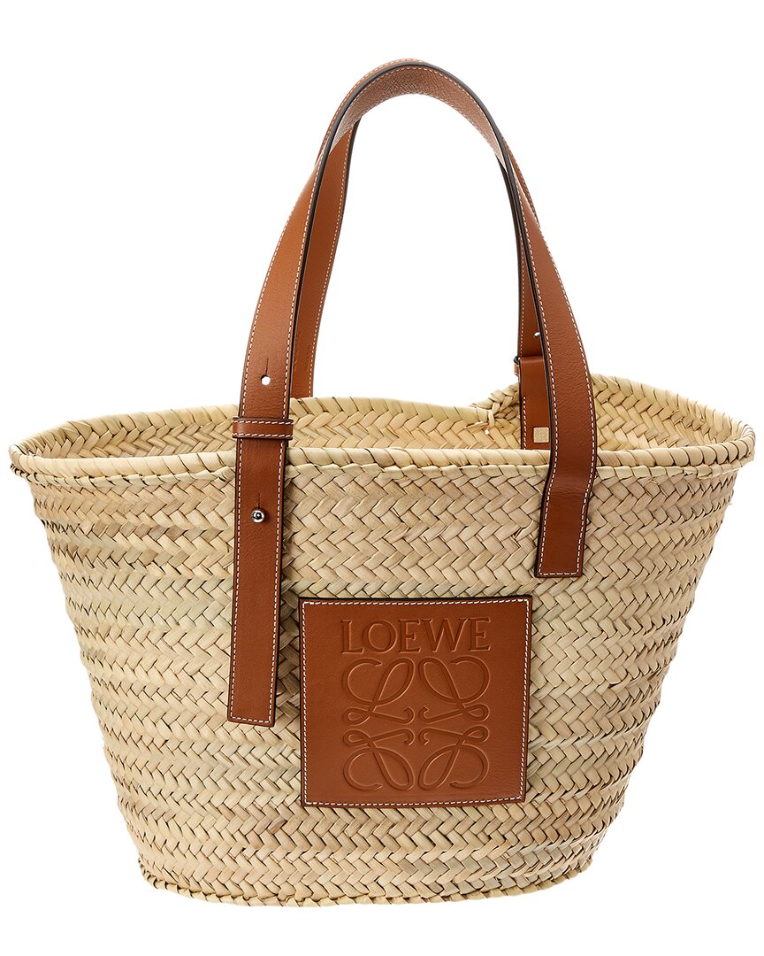 Loewe Open Raffia Basket Bag In Brown