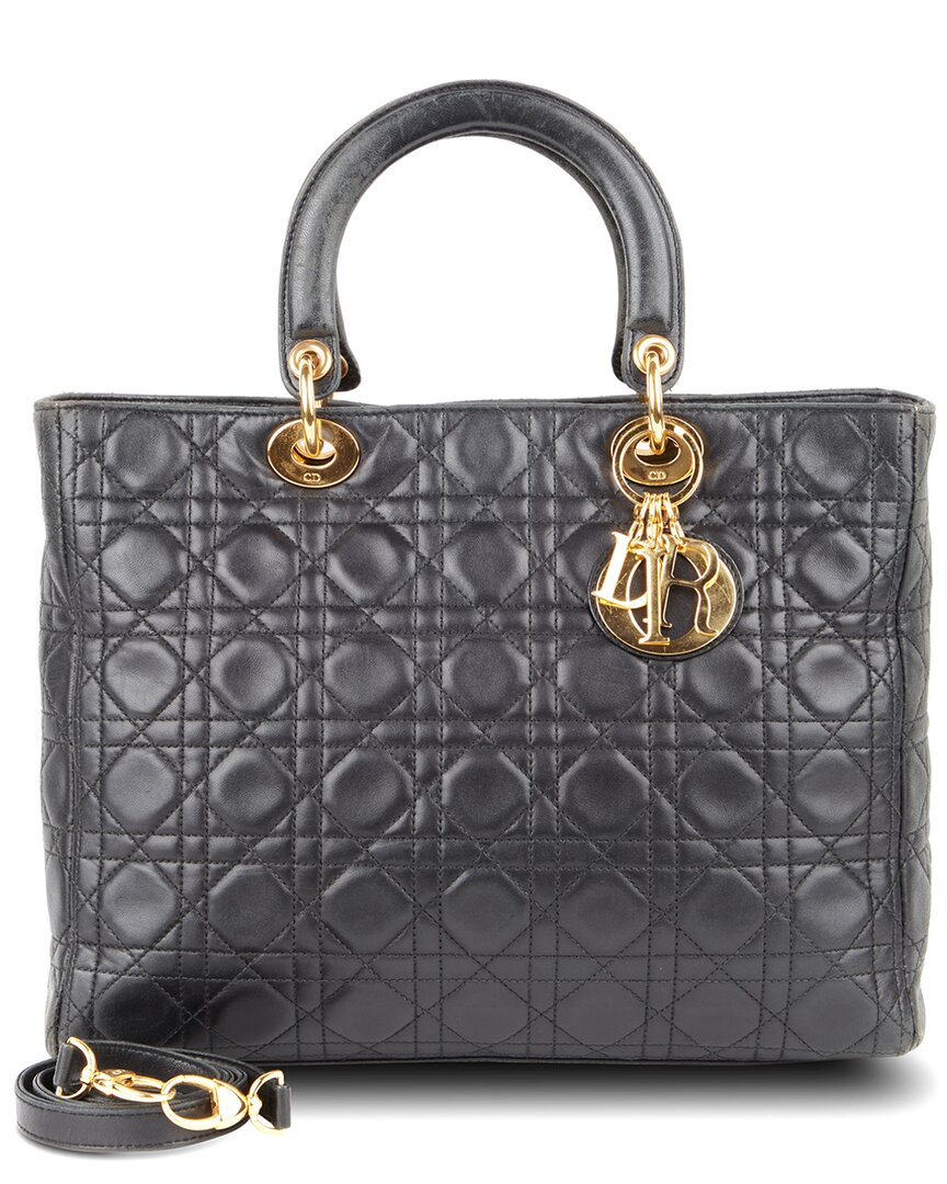 Dior Black Cannage Leather Lady  Ghw Large (authentic )