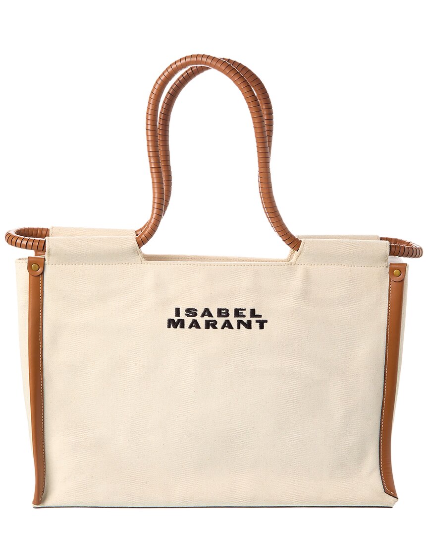 Shop Isabel Marant Toledo Canvas & Leather Tote In Beige