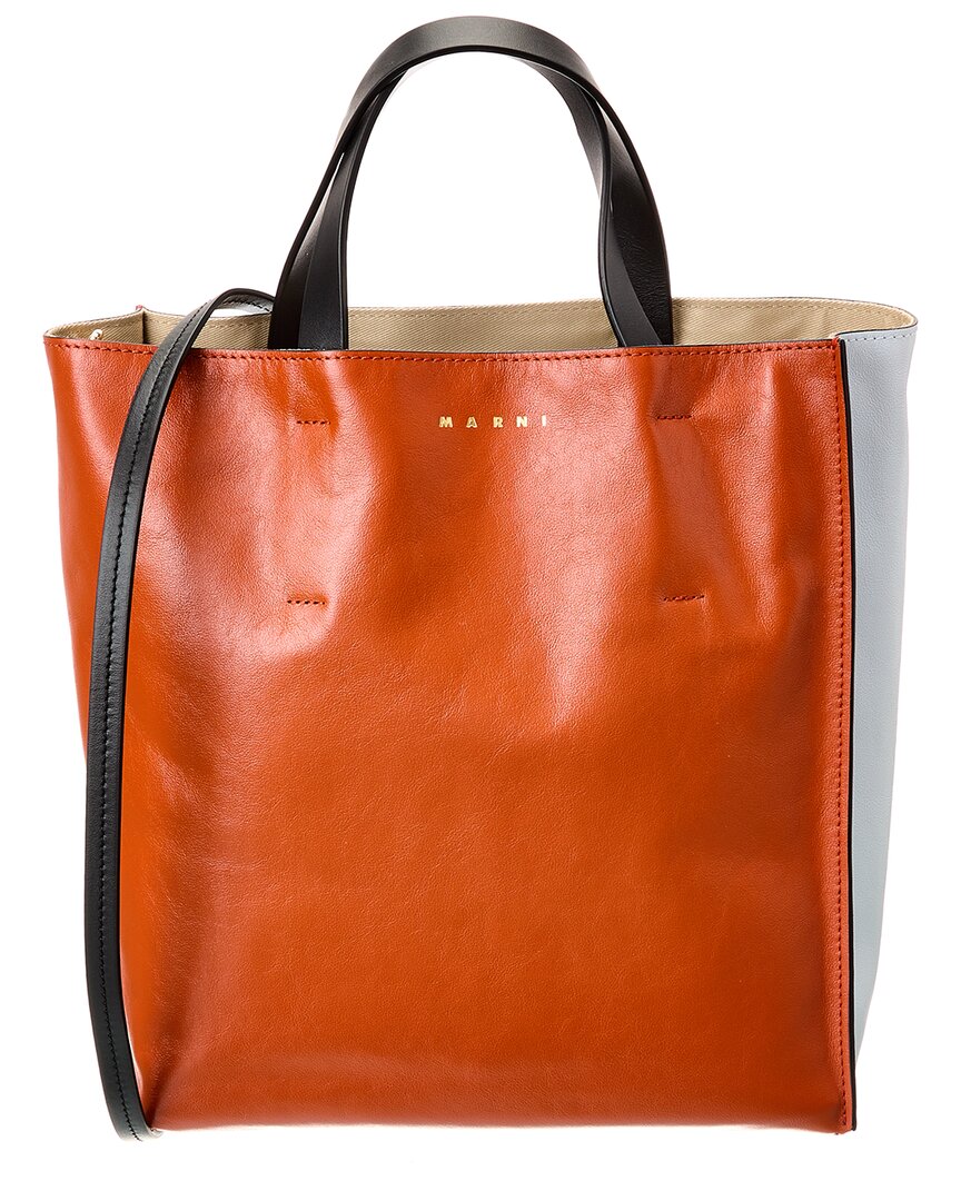 Marni Museo Small Soft Leather Tote In Gold