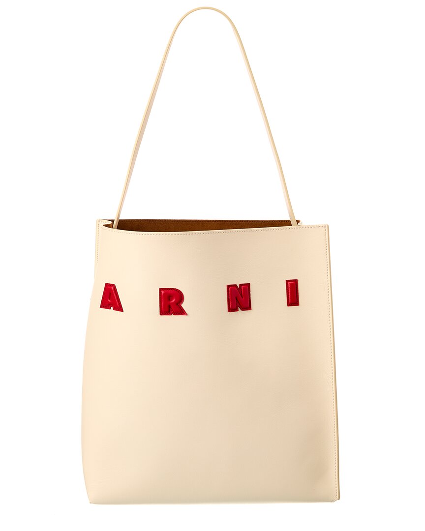 Marni Museo Leather Tote In White