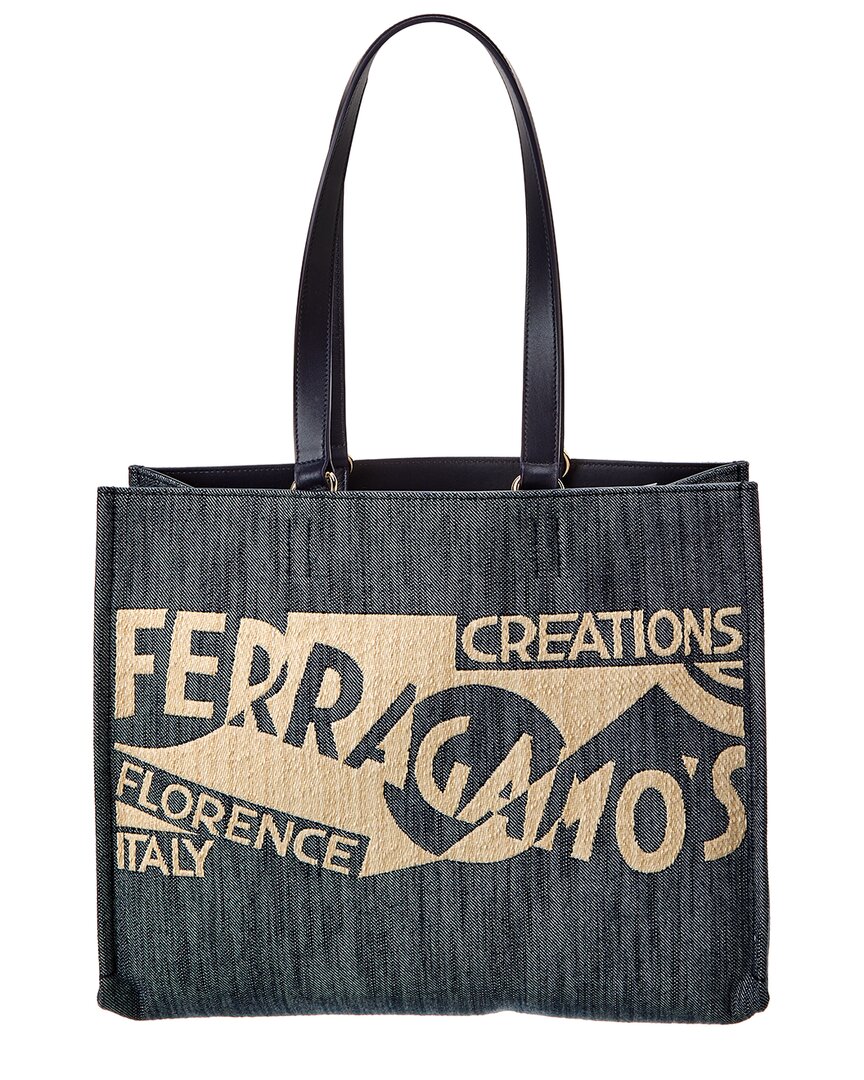 Ferragamo F. Signature Large Tote - Exclusive In Blue