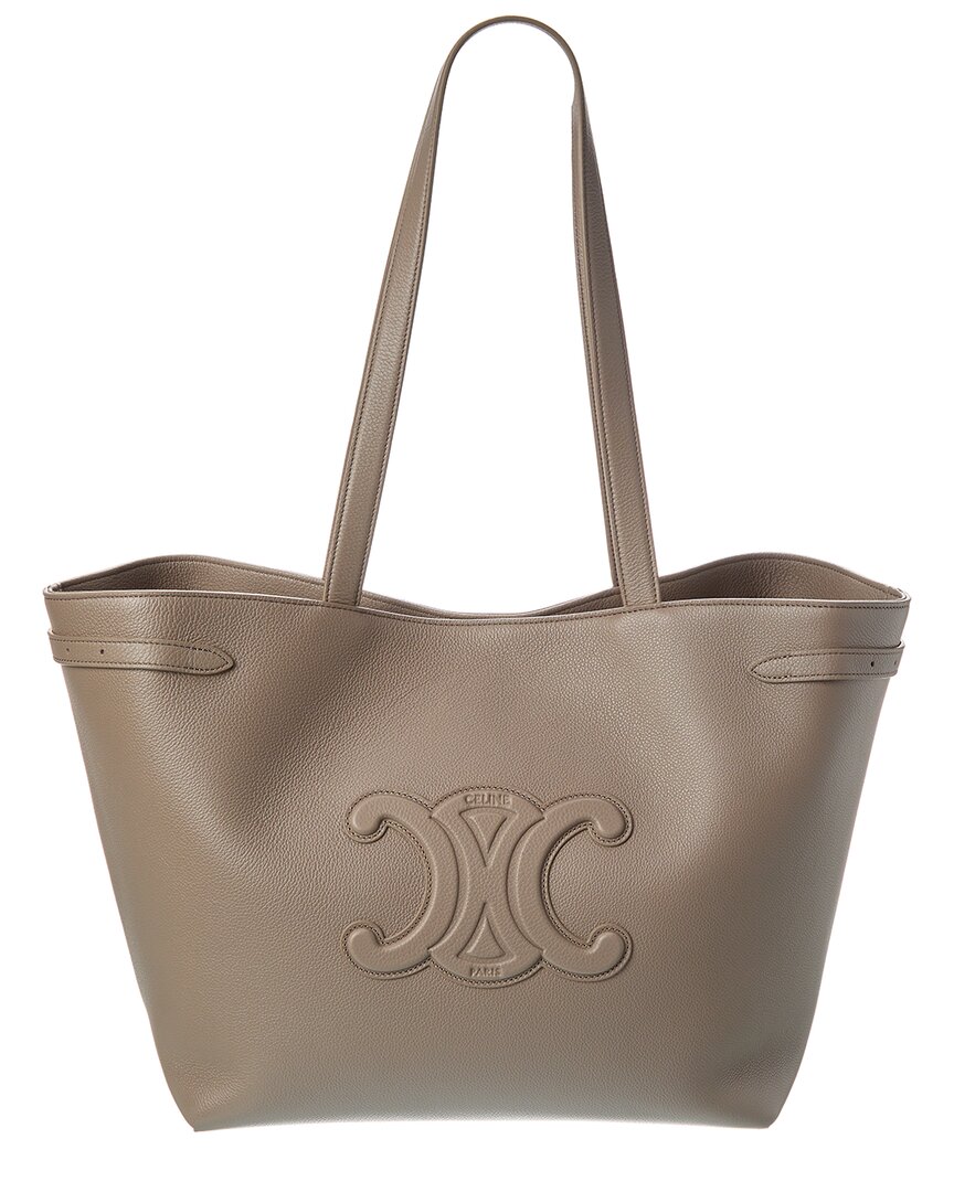Celine Cabas Anais Medium Leather Tote In Grey