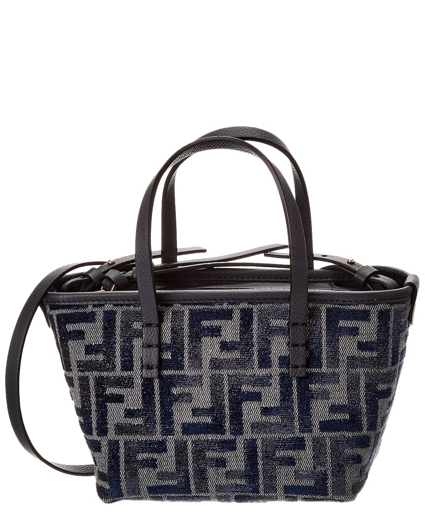 Fendi Mini Roll Ff Jacquard Tote Bag In Blue