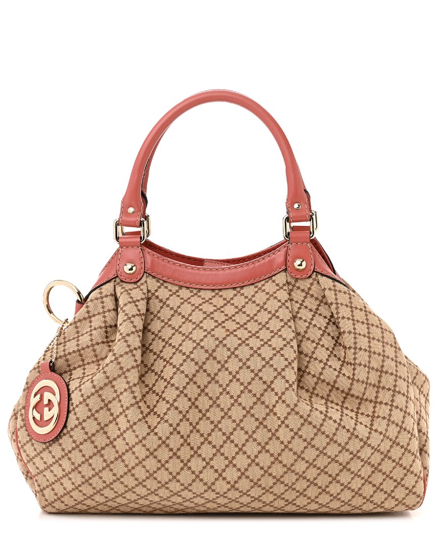 Gucci Pink Diamante Canvas Sukey Tote (authentic )