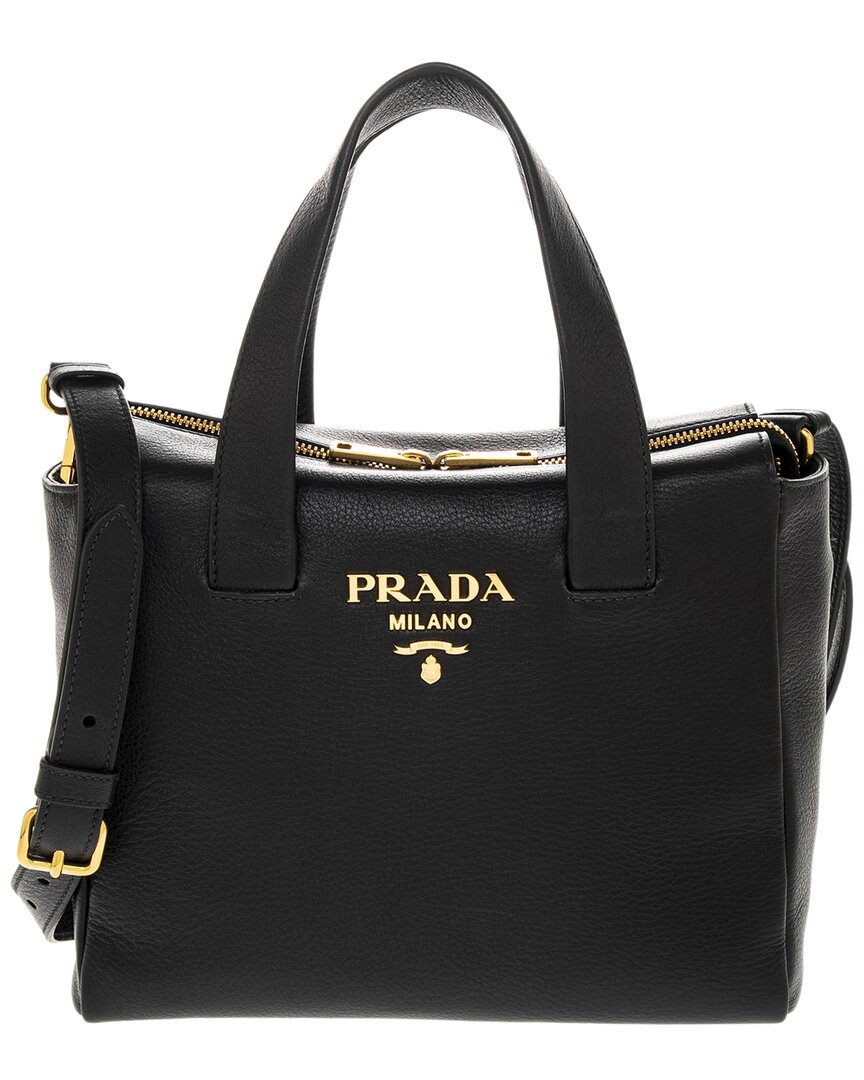 Prada Logo Leather Tote