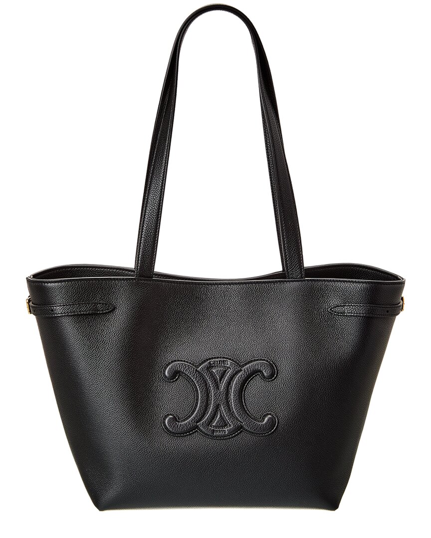 Celine Cabas Anais Small Leather Tote In Black