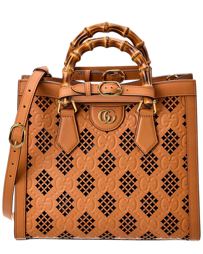 Gucci Diana Small Leather Tote In Brown