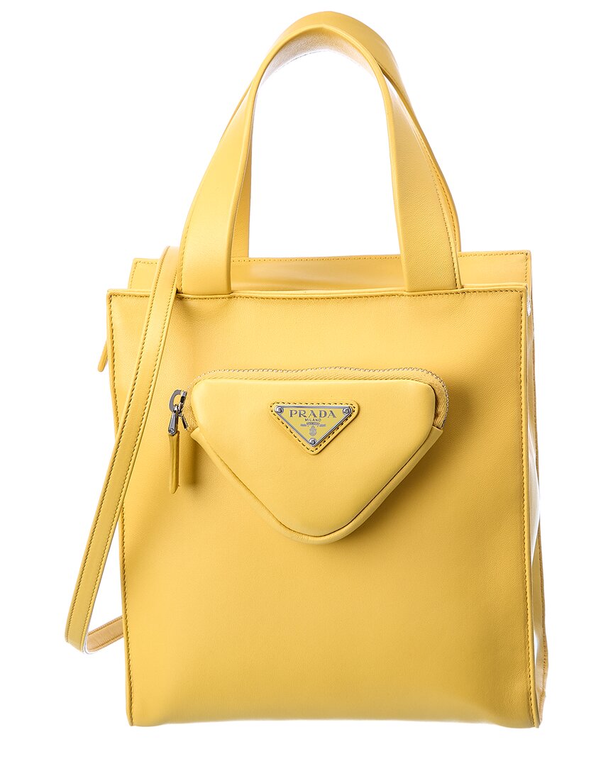Prada Saffiano Small Crossbody Bag, Yellow (Soleil)