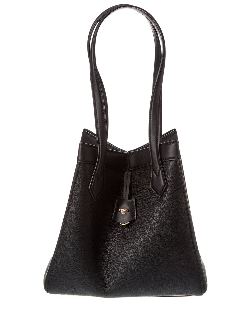 Fendi Origami Medium Leather Tote In Black