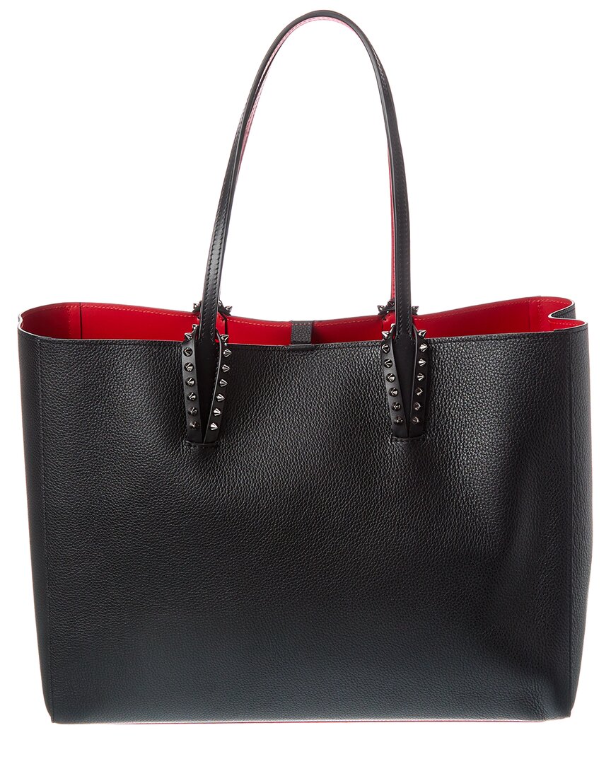 Christian Louboutin Women Cabata Leather Shoulder Bag With Studs In Black