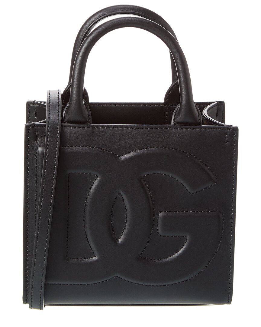 Dolce & Gabbana Structured Mini Shopper Bag With Calfskin Handles In Black