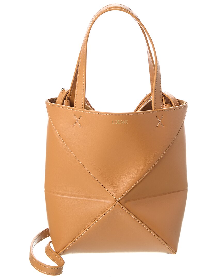 Loewe Puzzle Mini Leather Tote In Brown