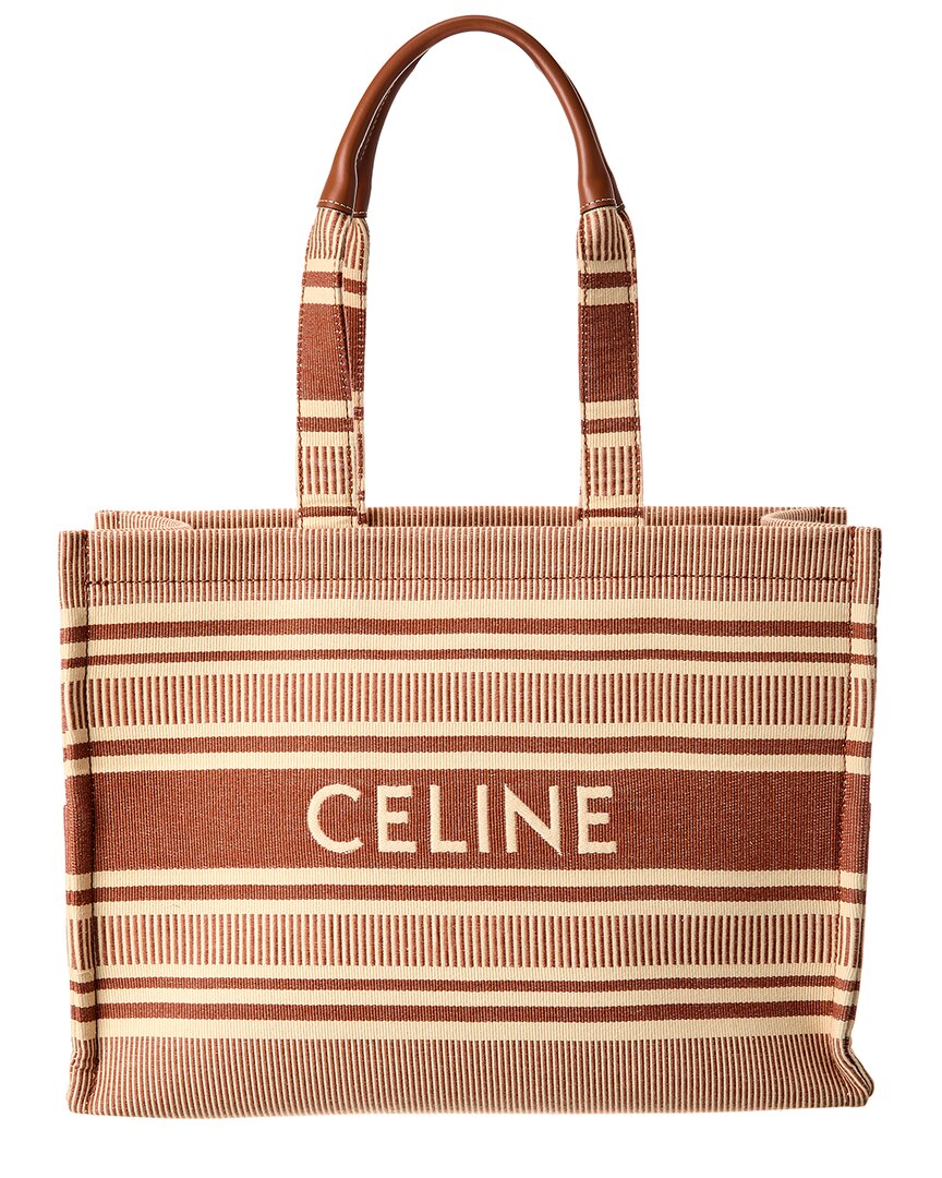 Celine Cabas Thais Large Canvas Tote In Brown